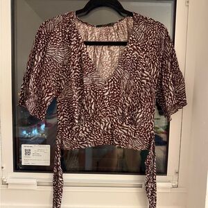 Elegant Brown Patterned Women's Blouse